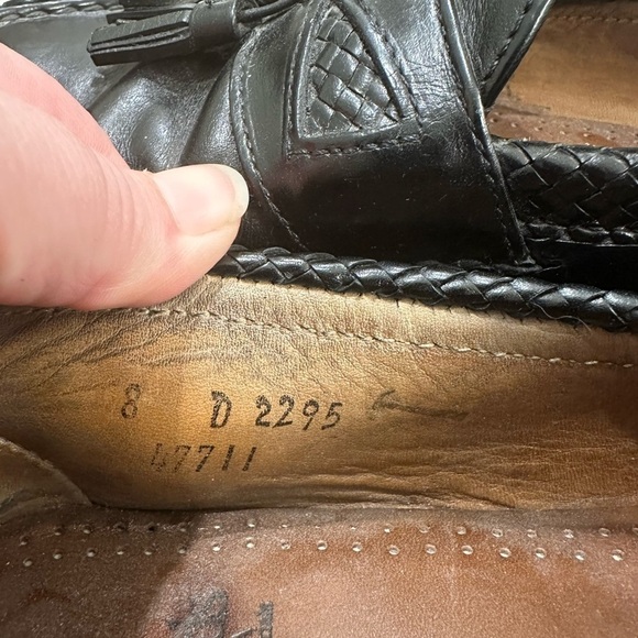 Allen Edmonds Maxfield Sz 8 D Loafers Black Leather Braided Trim Tassels Shoes main image 6